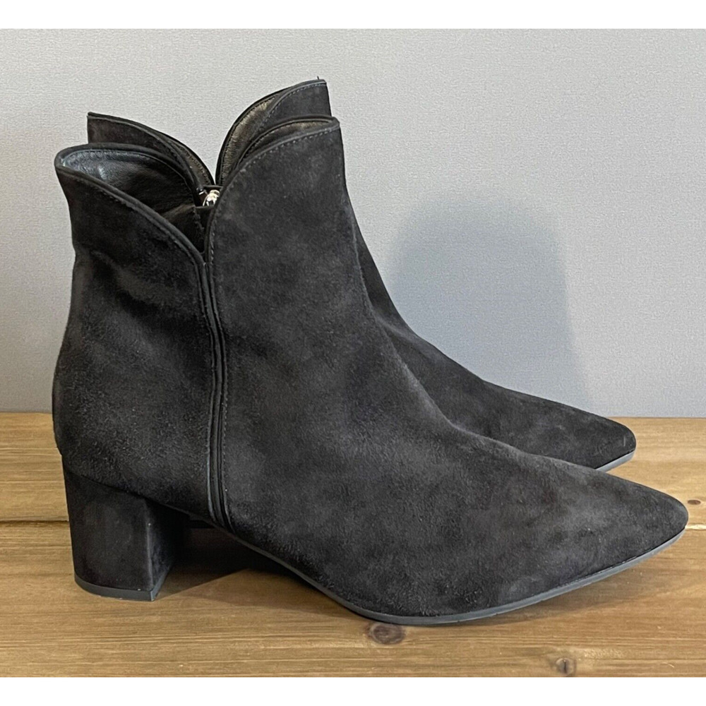 AQUATALIA Women's Kaylani Black Suede Heeled Ankle Boots Size 12 M Pointed Toe